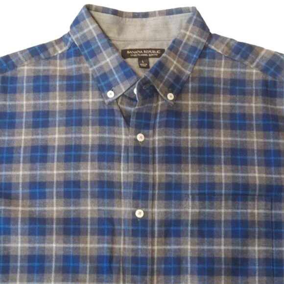 NWOT Banana Republic Slim Fit Luxe Flannel Shirt Size Large - Picture 1 of 7